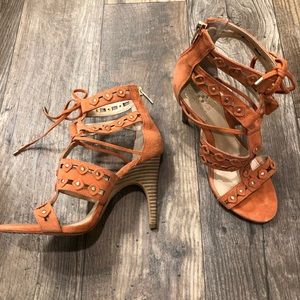 Vince Camuto suede orange studded heels